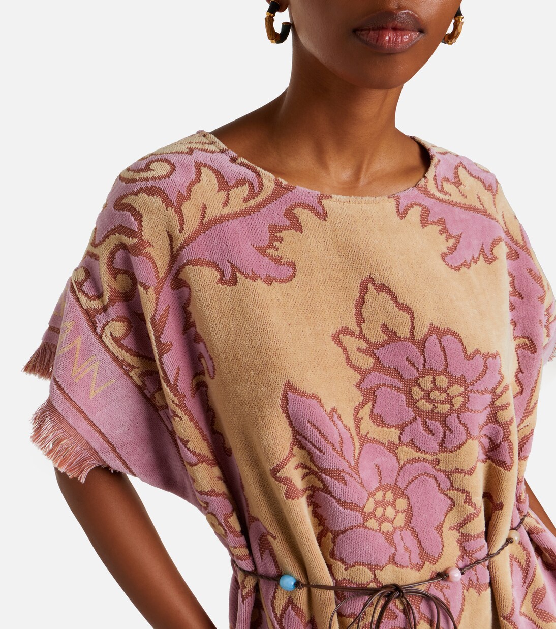 Aster floral fringed cotton terry midi dress | Zimmermann