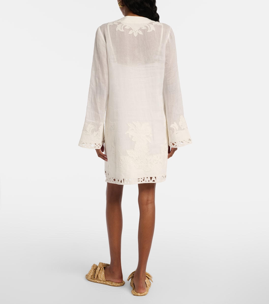 Indra刺绣苎麻纤维迷你连衣裙 | Zimmermann