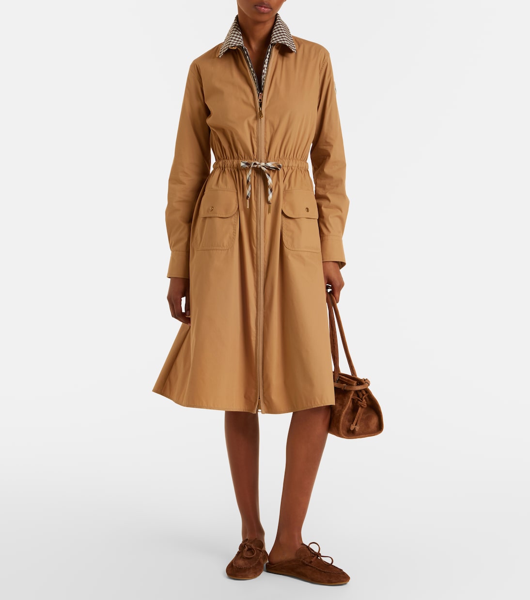 Cotton-blend zip-up shirt dress | Moncler