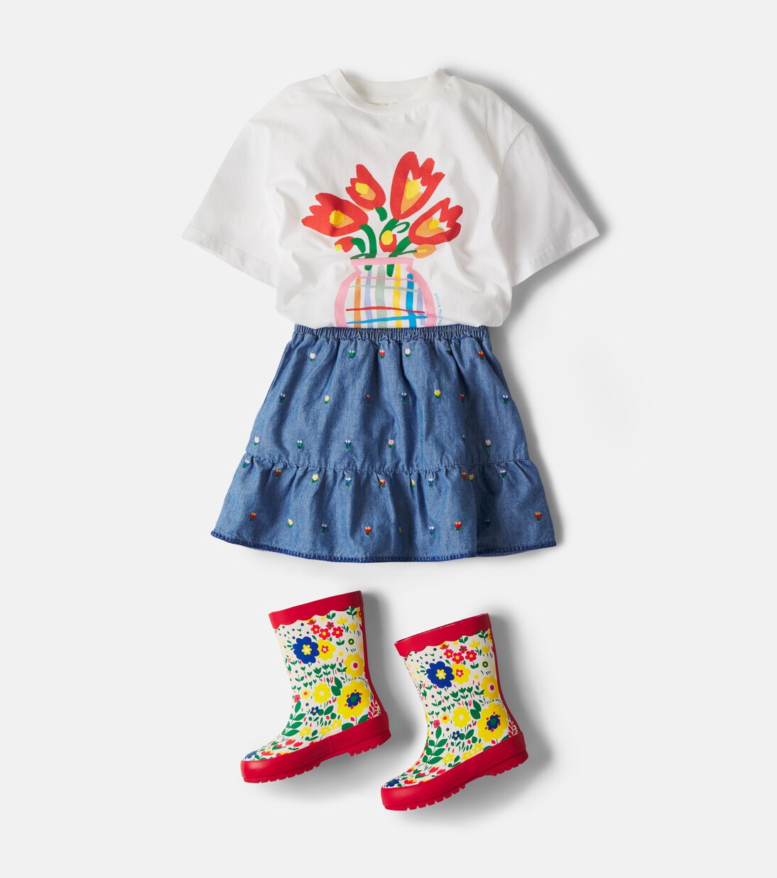 Embroidered chambray skirt | Stella McCartney Kids