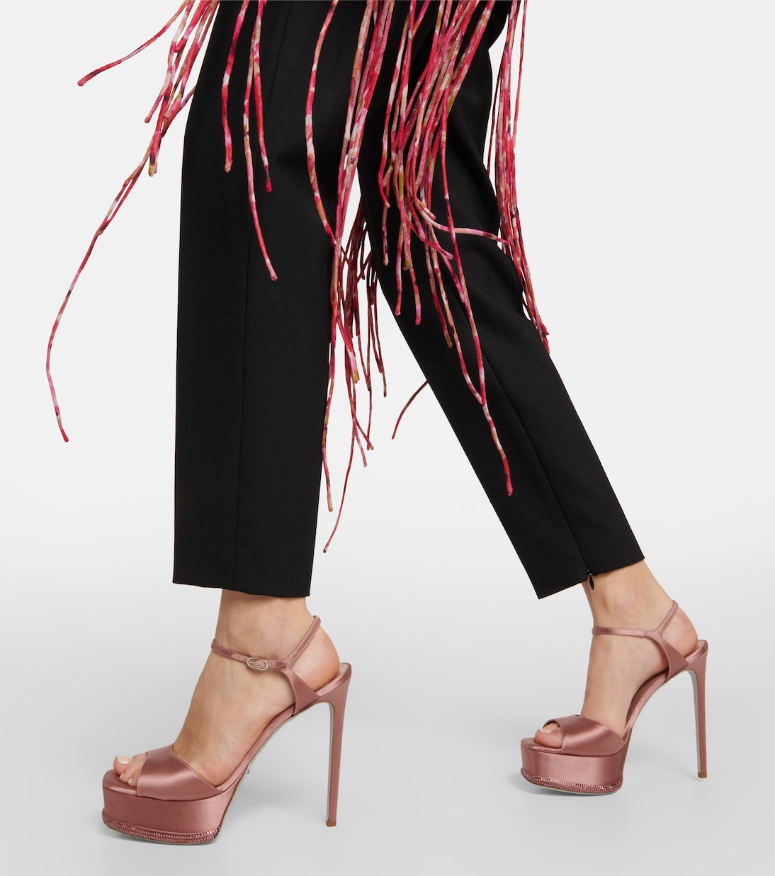 Verzierte Plateausandalen aus Satin | Rene Caovilla