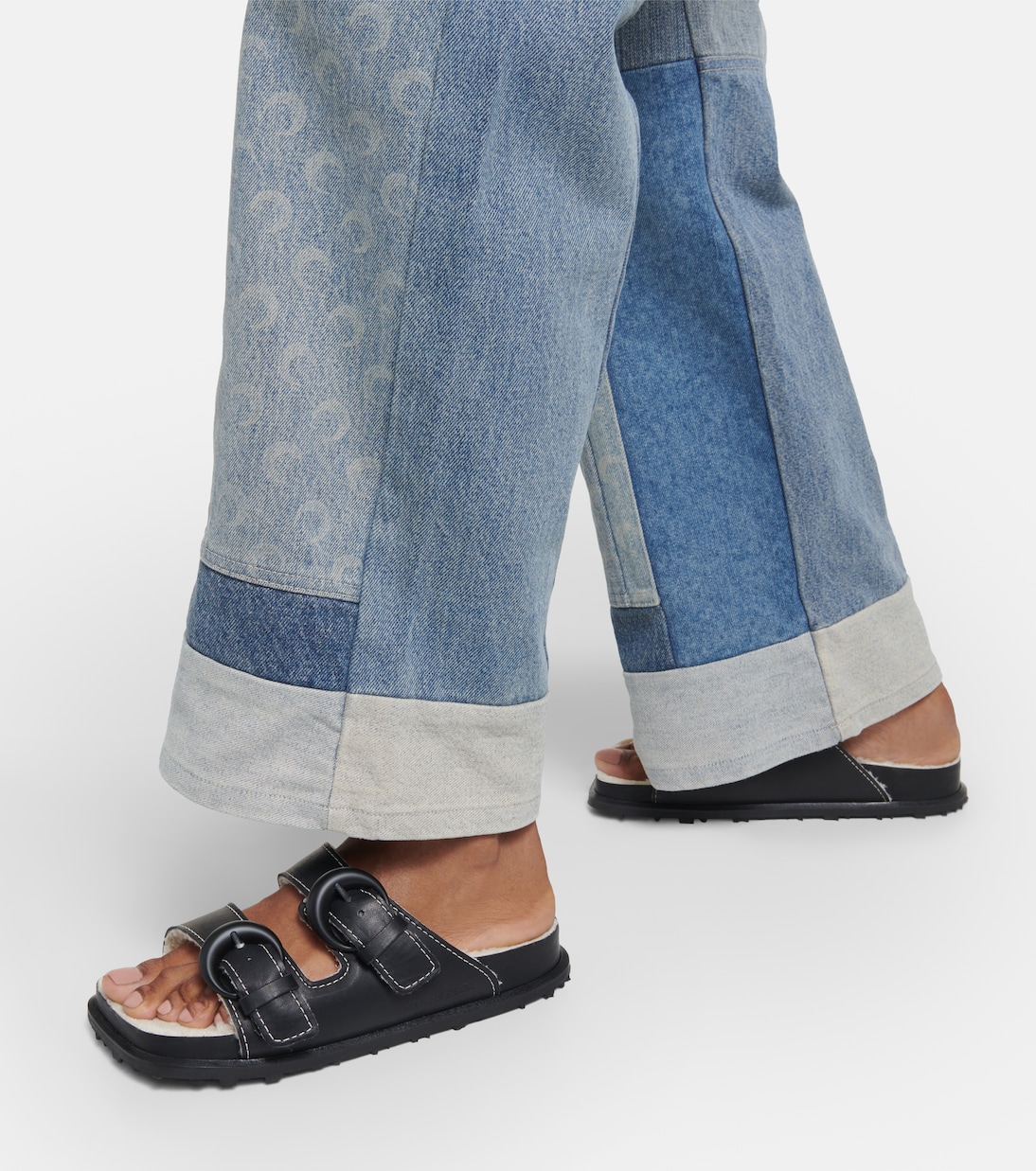 Leather slides in black - Marine Serre | Mytheresa