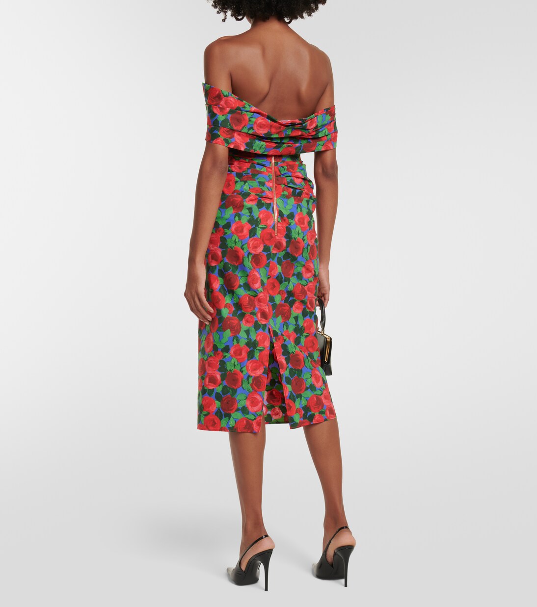 Robe midi en coton mélangé à fleurs | Carolina Herrera