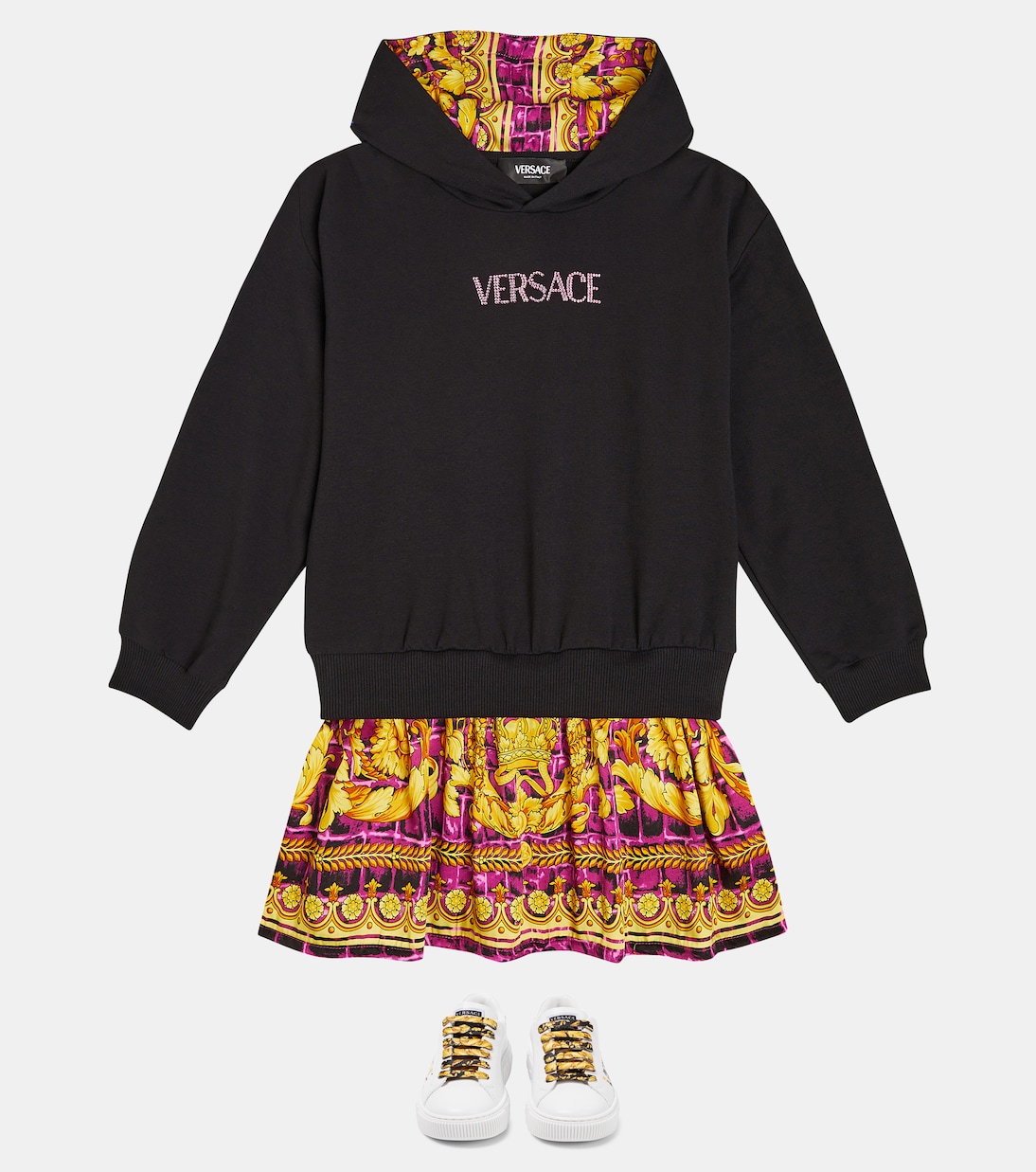 Logo printed cotton-blend dress | Versace Kids