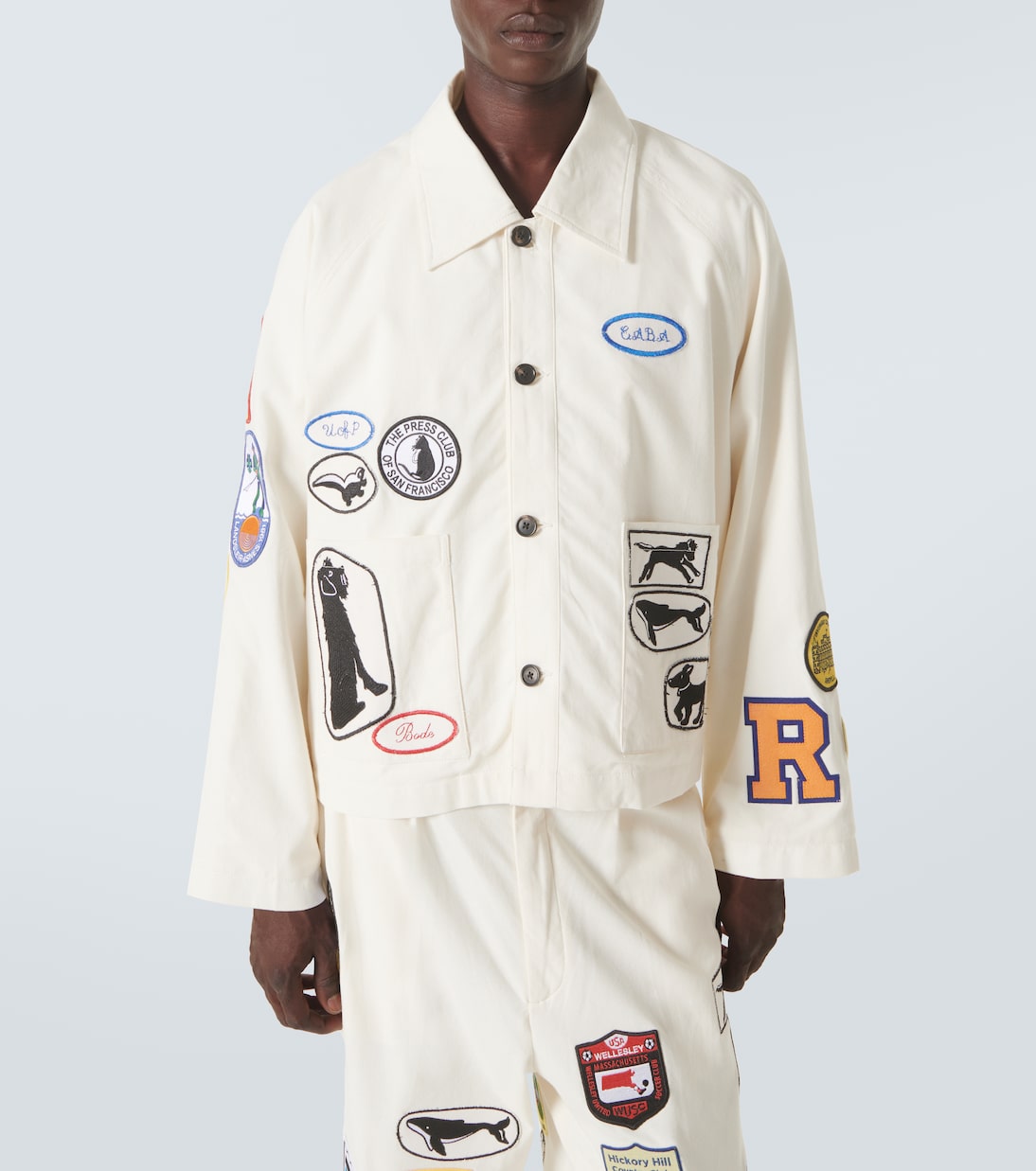 Cambridge patch-appliqué cotton canvas jacket | Bode