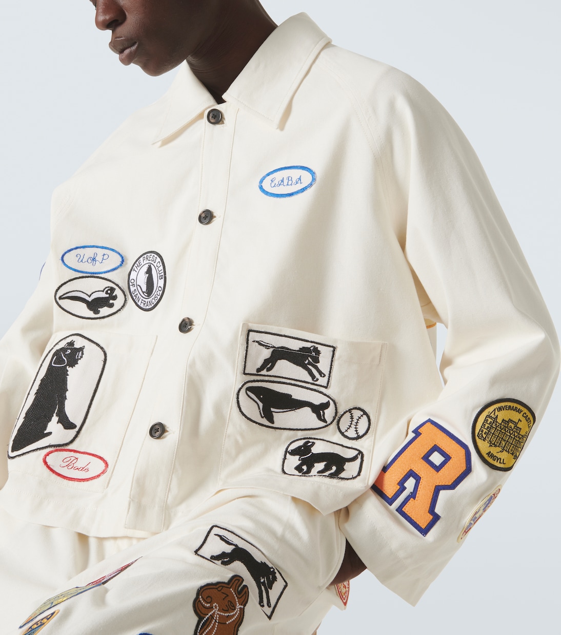 Cambridge patch-appliqué cotton canvas jacket | Bode