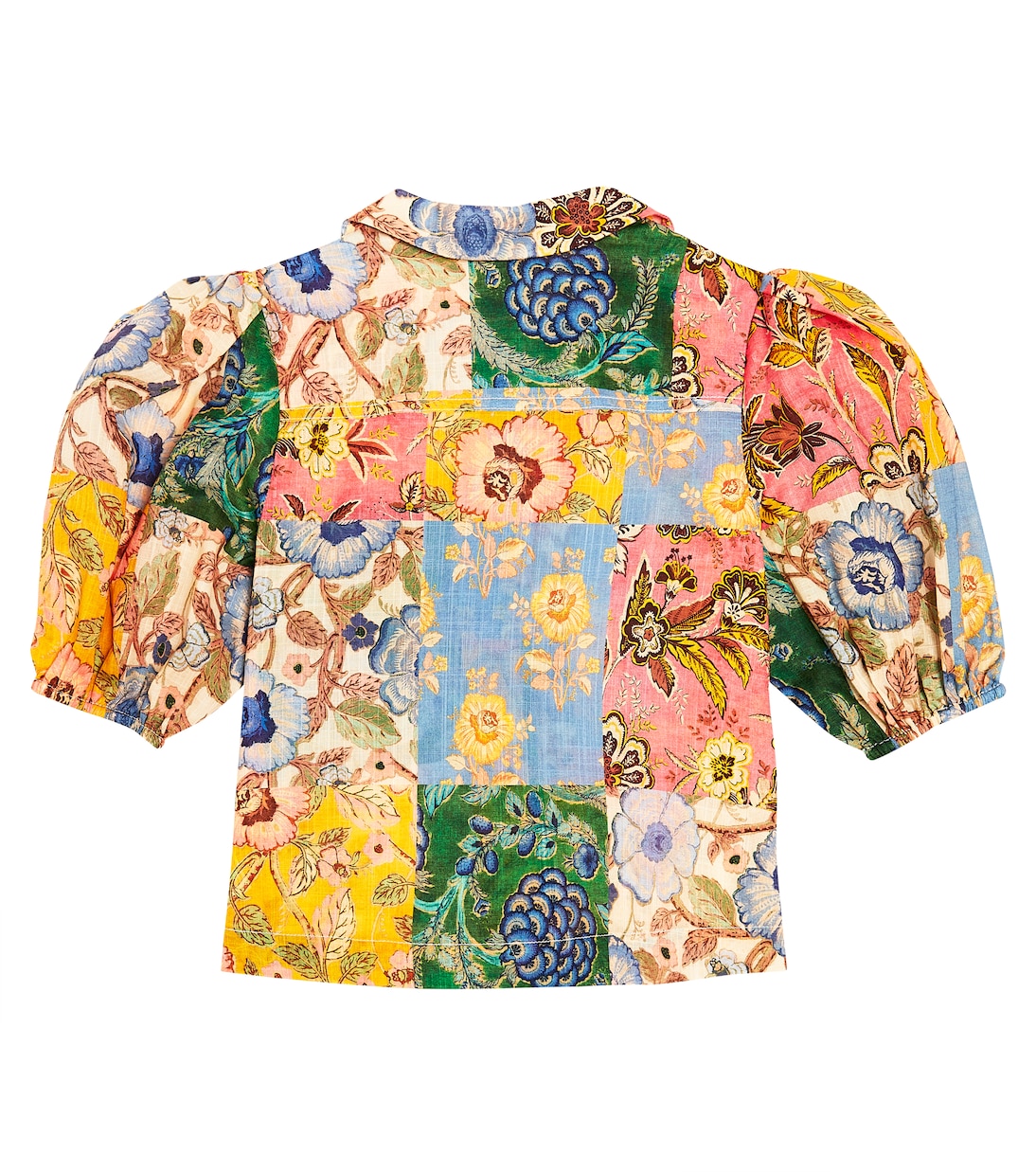 Junie patchwork puff-sleeve shirt | Zimmermann Kids