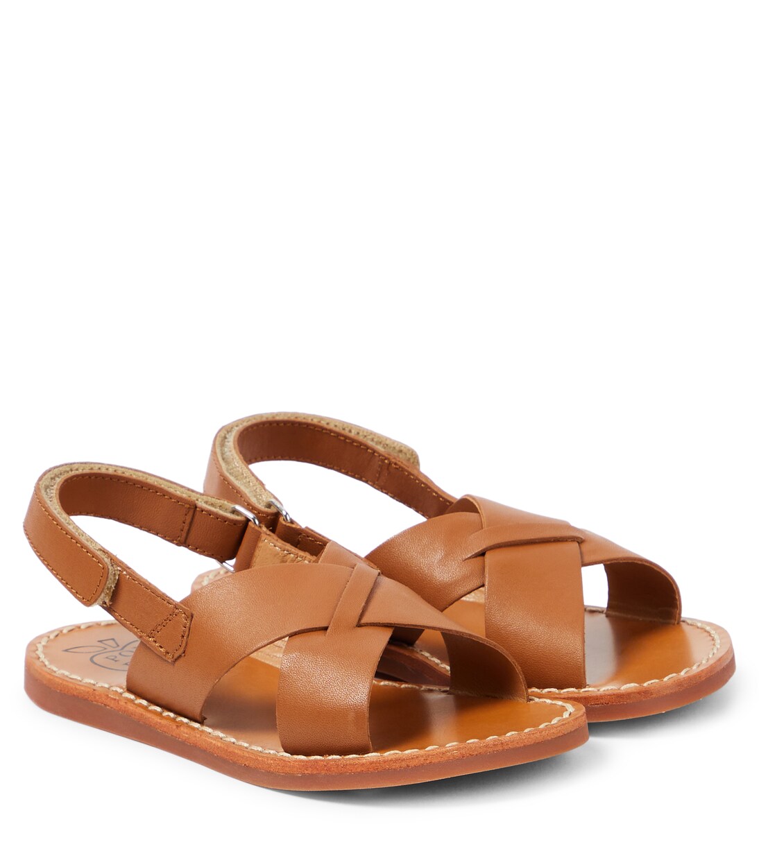 Plage-Stitch Cross leather sandals  | Pom d'Api