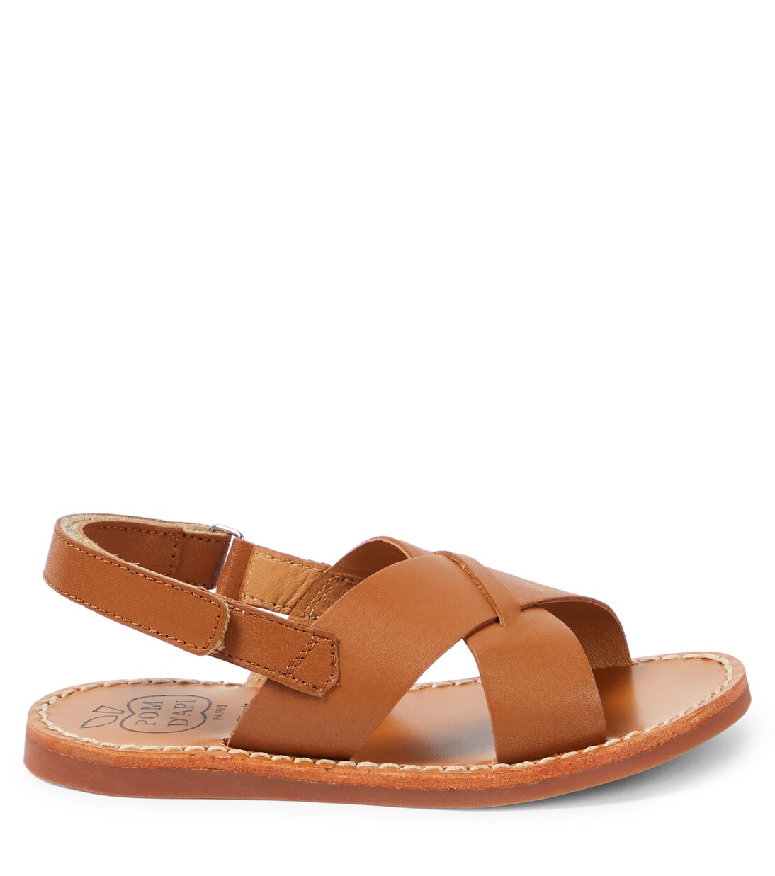 Plage-Stitch Cross leather sandals  | Pom d'Api
