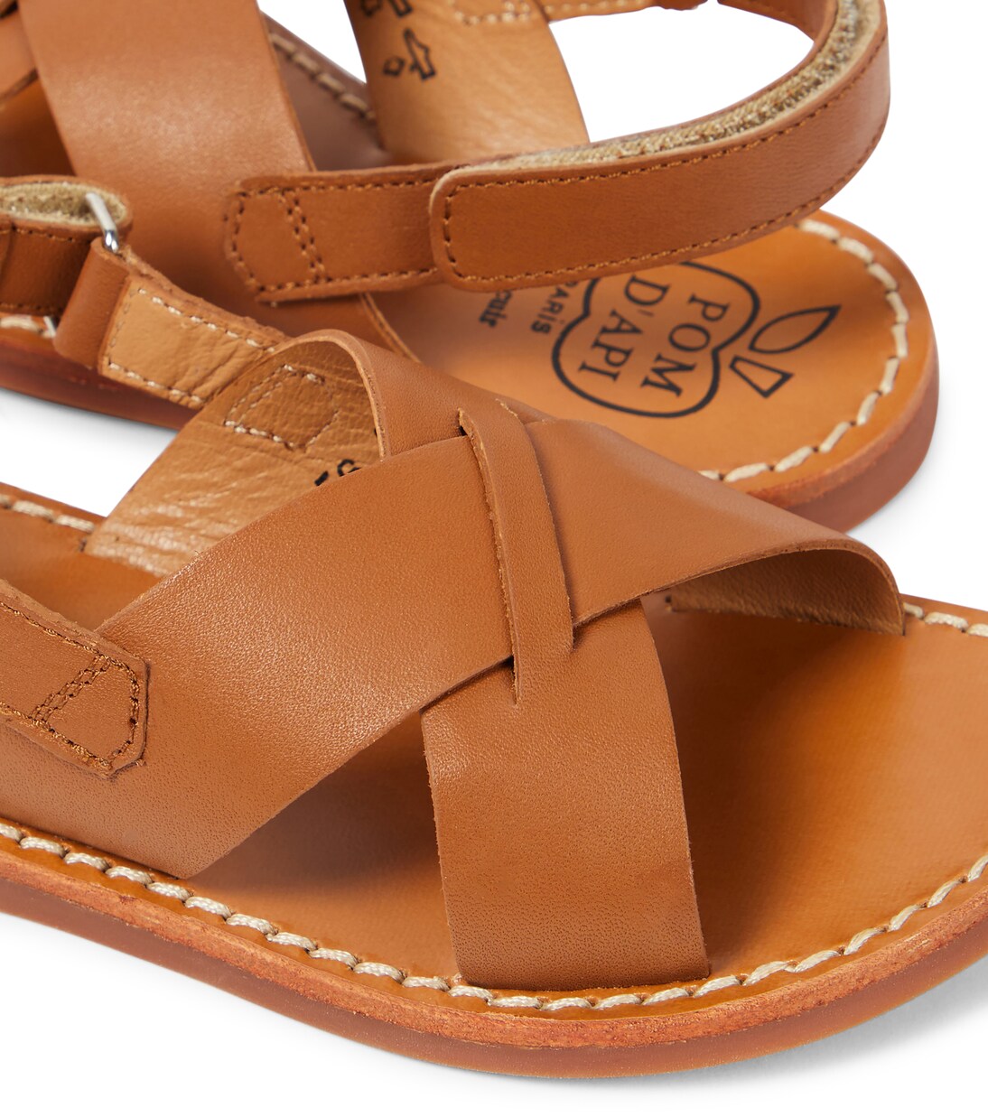 Plage-Stitch Cross leather sandals  | Pom d'Api