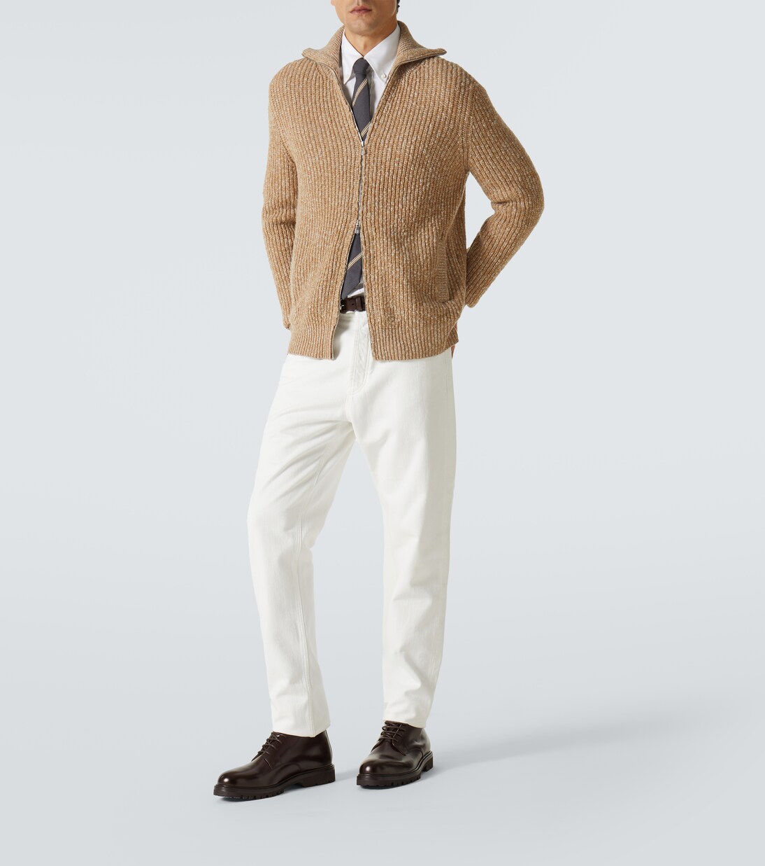 Zip-up wool and cashmere cardigan | Brunello Cucinelli