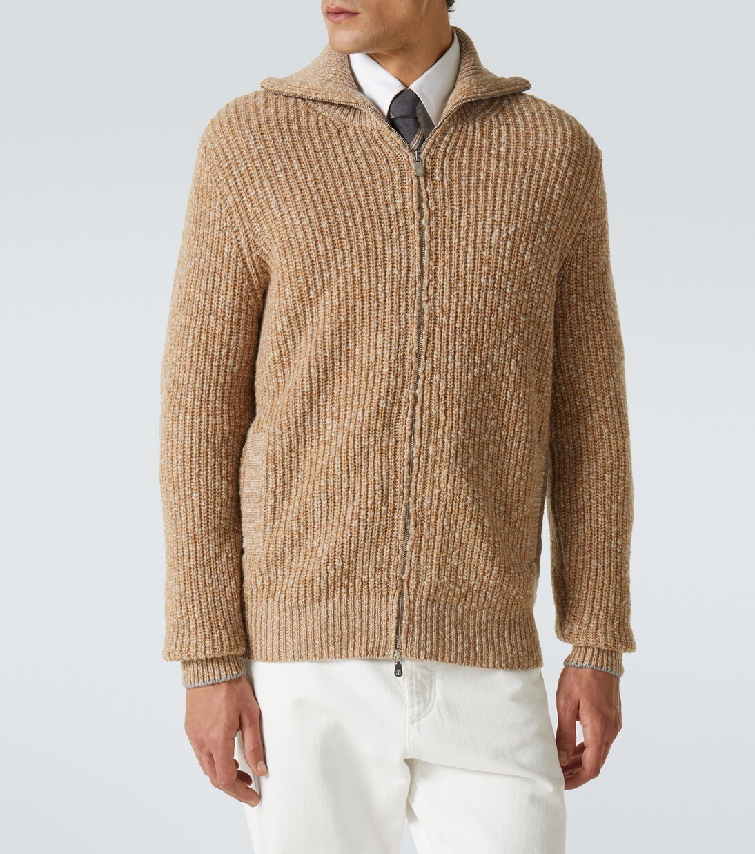 Zip-up wool and cashmere cardigan | Brunello Cucinelli