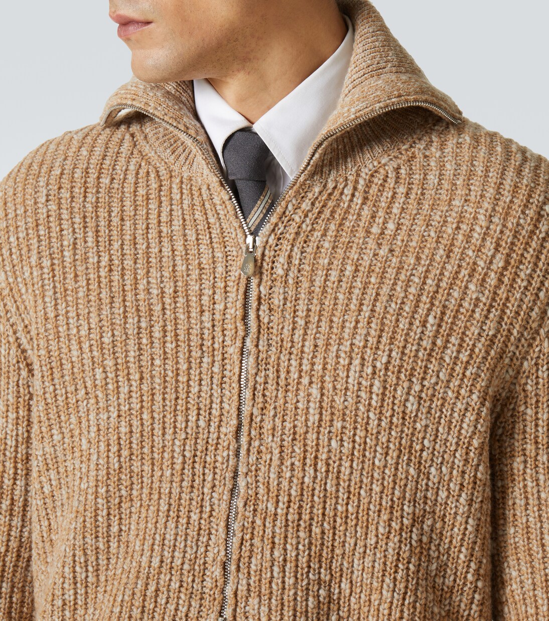 Zip-up wool and cashmere cardigan | Brunello Cucinelli