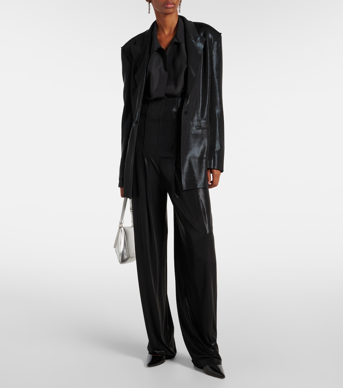 Weite High-Rise-Hose aus Lamé | Norma Kamali