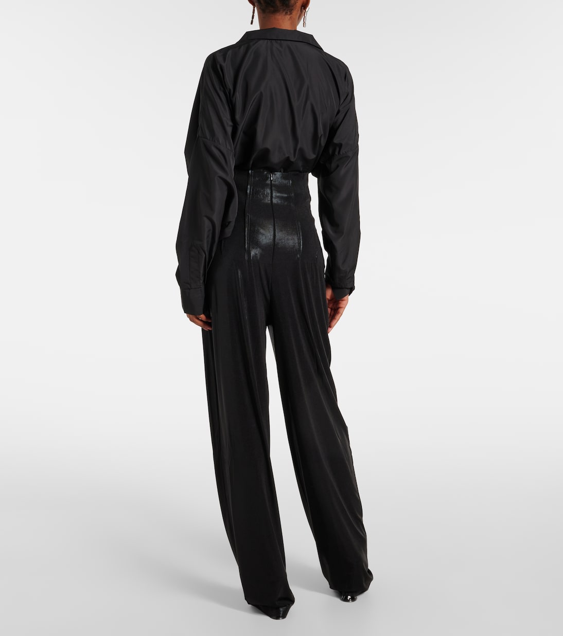 Weite High-Rise-Hose aus Lamé | Norma Kamali