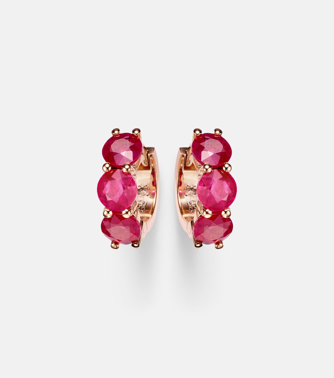18kt rose gold hoop earrings with rubies | Ileana Makri