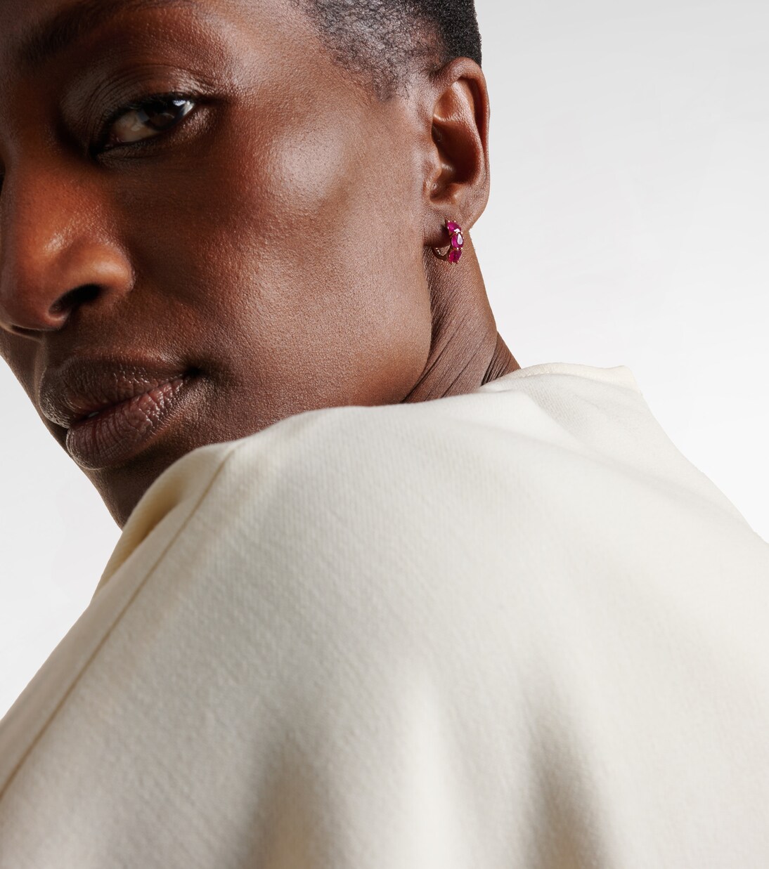 18kt rose gold hoop earrings with rubies | Ileana Makri