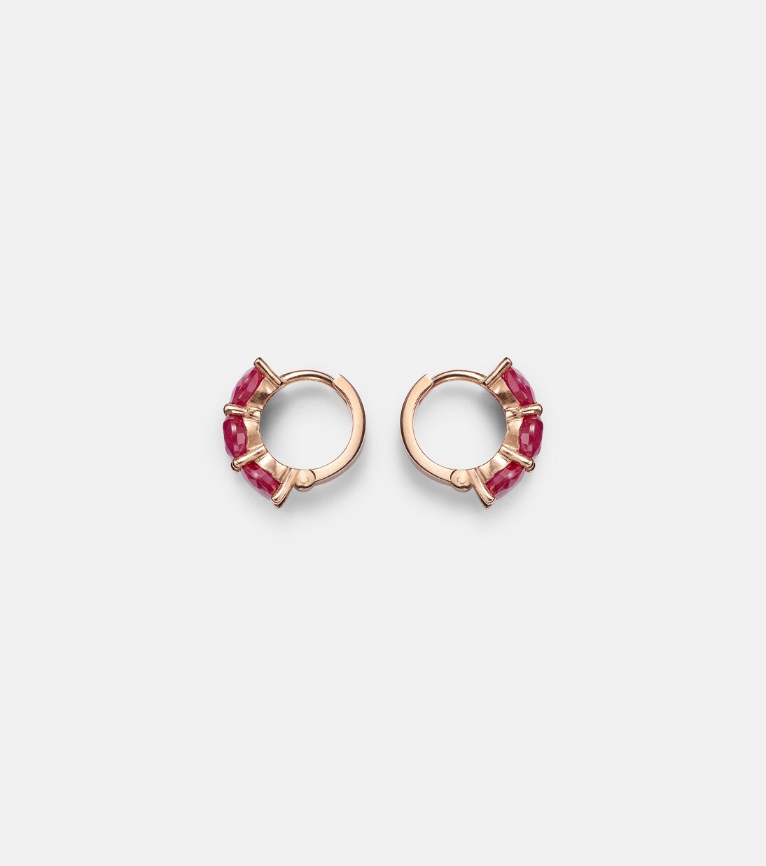 18kt rose gold hoop earrings with rubies | Ileana Makri