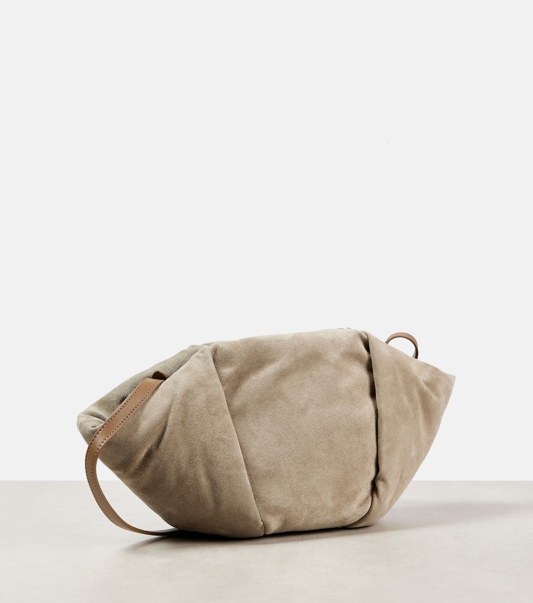 Pochette Fold-Over Small en daim | Brunello Cucinelli