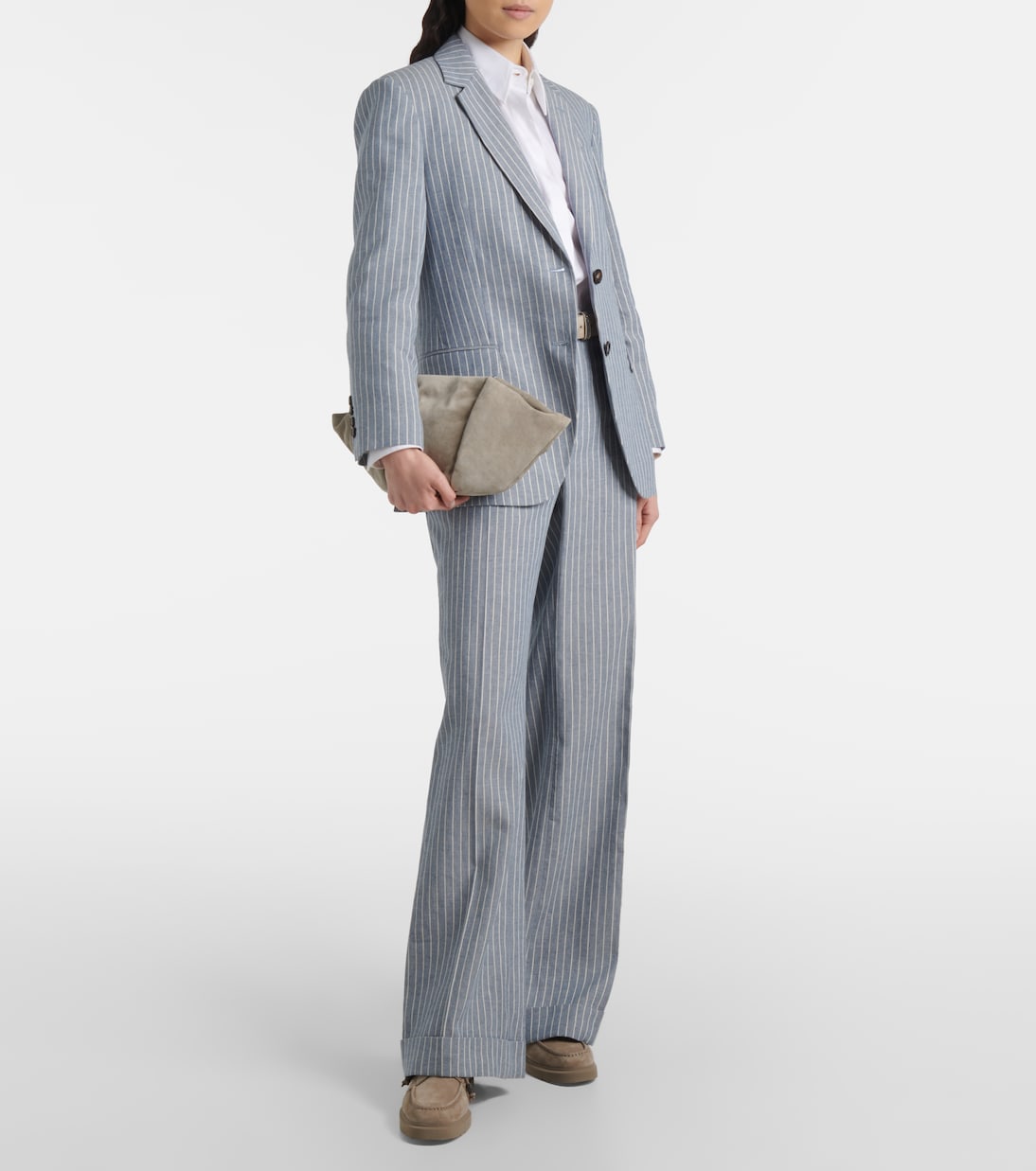 Pochette Fold-Over Small en daim | Brunello Cucinelli