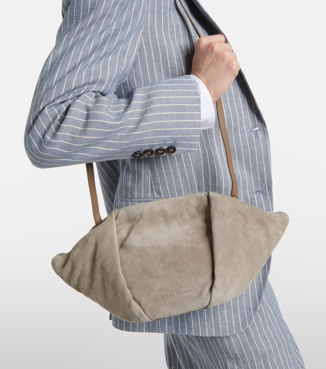 Pochette Fold-Over Small en daim | Brunello Cucinelli