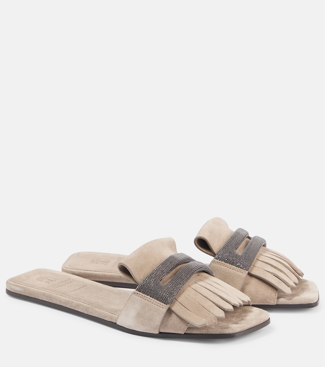 Slippers de ante con flecos | Brunello Cucinelli