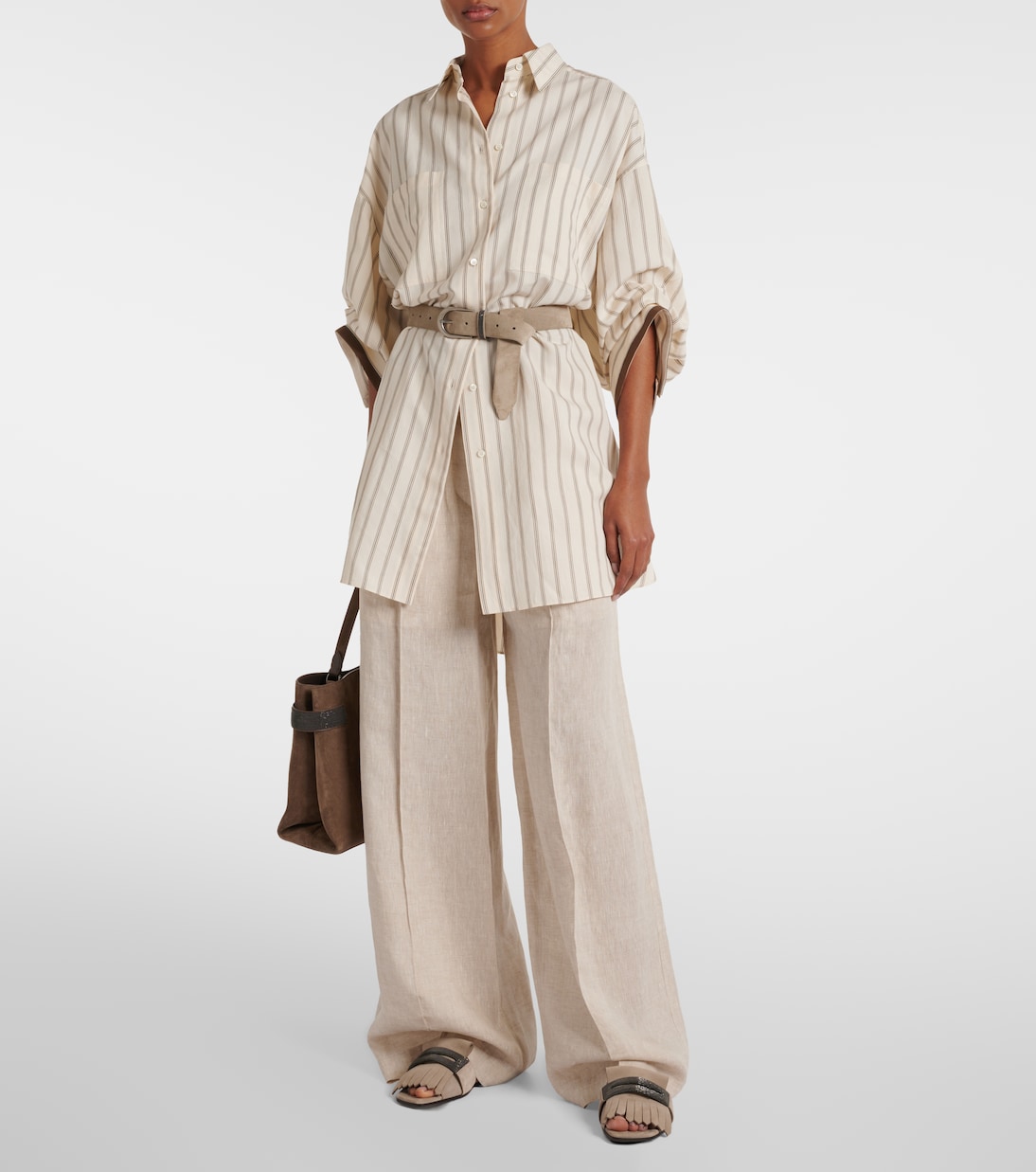 Slippers de ante con flecos | Brunello Cucinelli