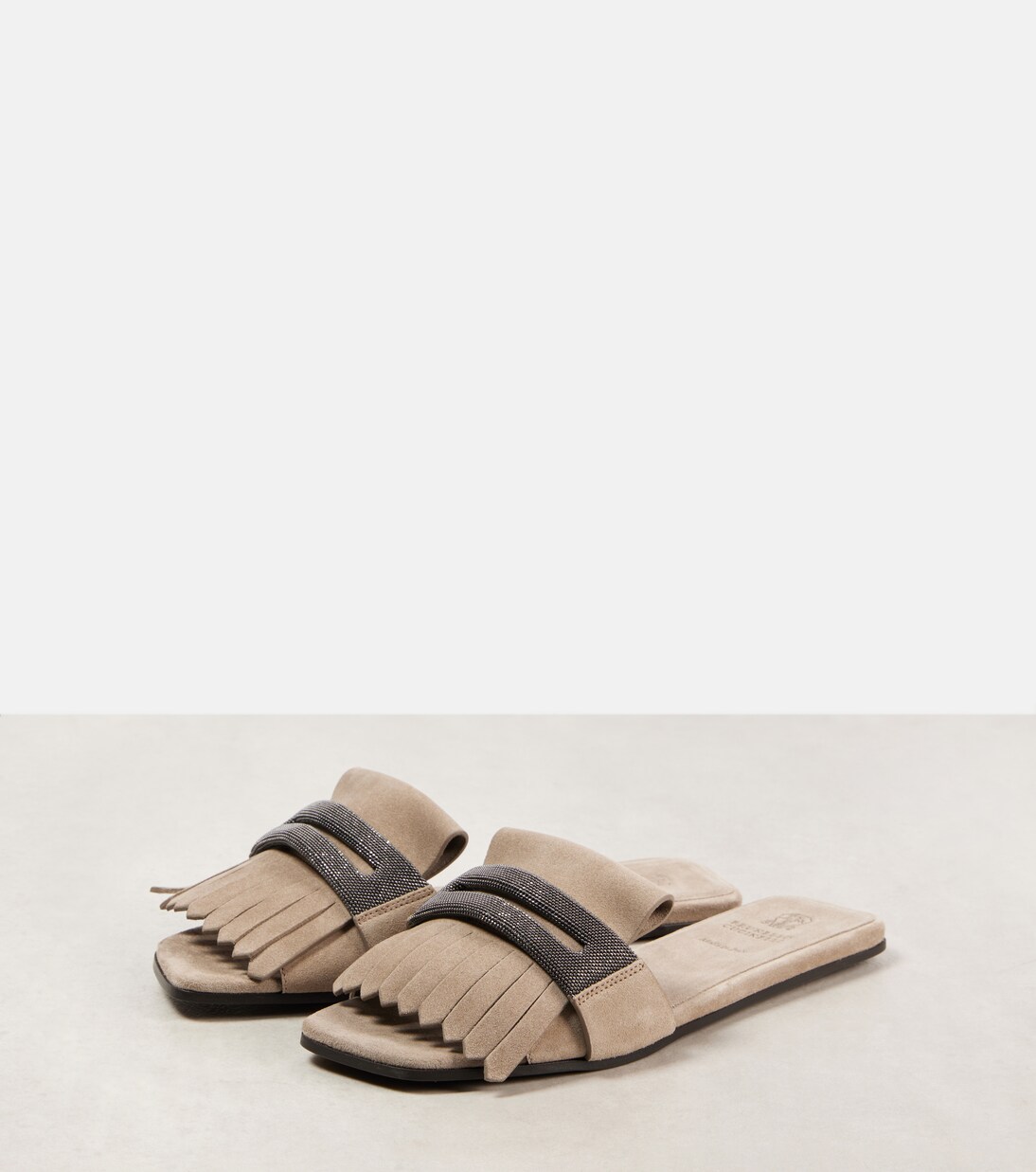 Slippers de ante con flecos | Brunello Cucinelli