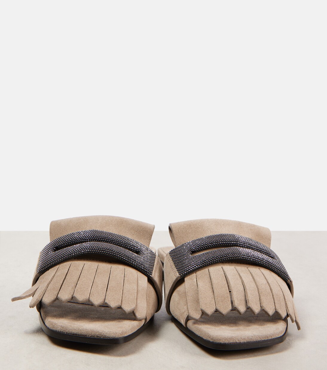 Slippers de ante con flecos | Brunello Cucinelli