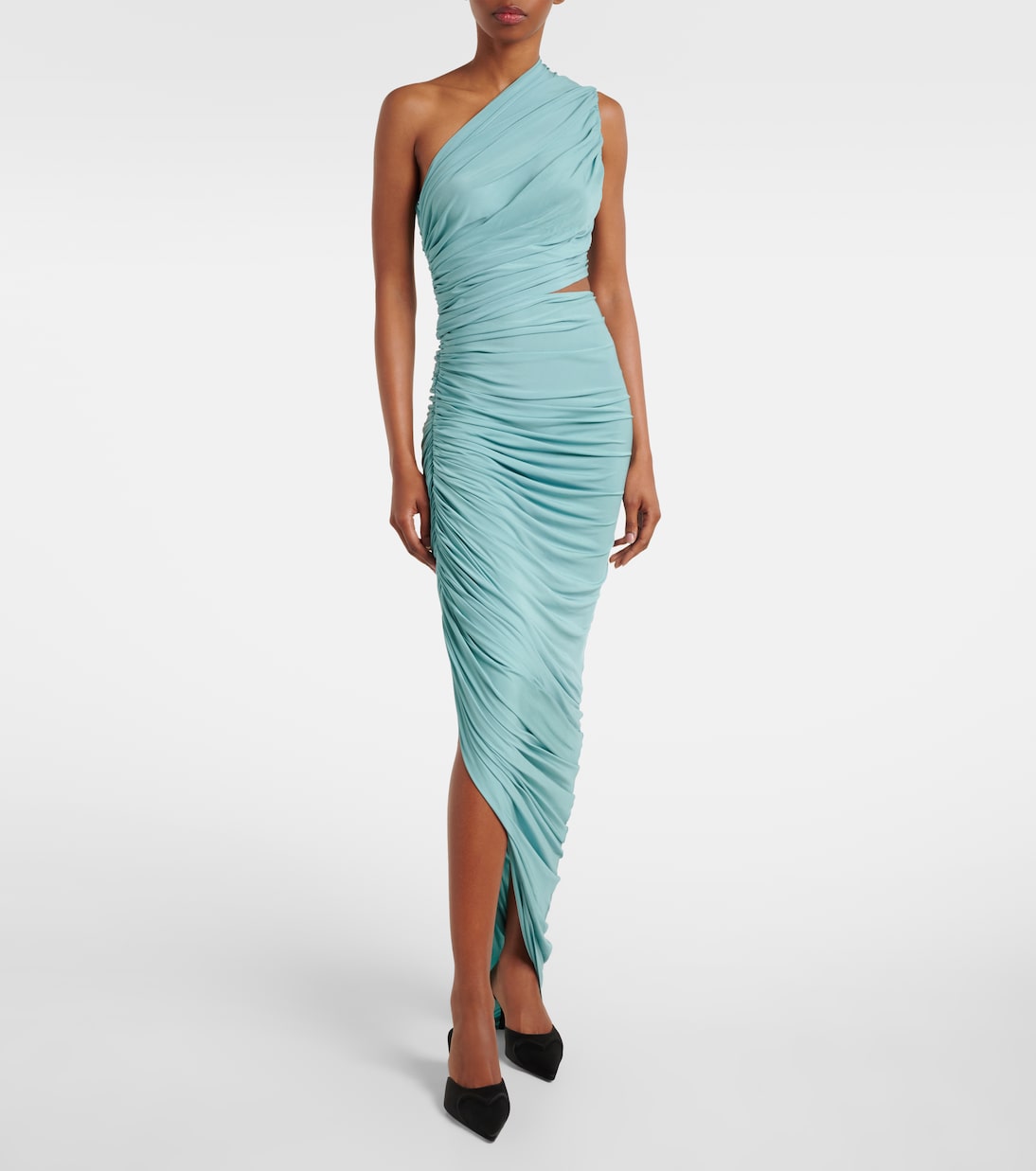 Asymmetric ruched jersey maxi dress | Alaïa