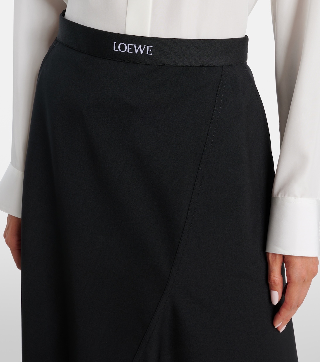 High-rise wool midi skirt | Loewe