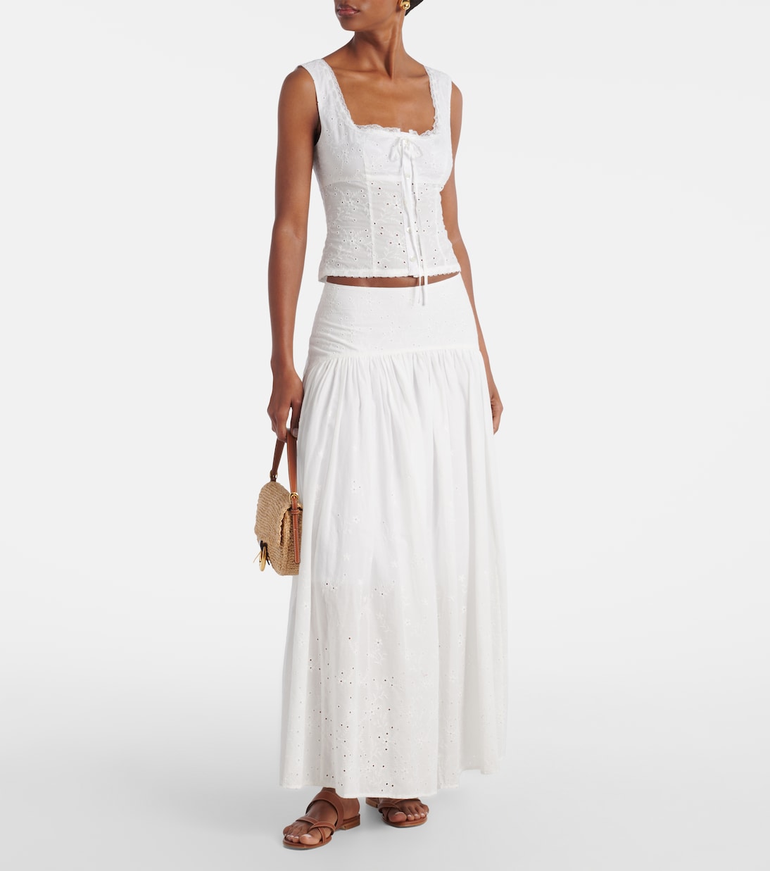 Lou 브로드리 앙글레즈 코튼 탑 | Staud