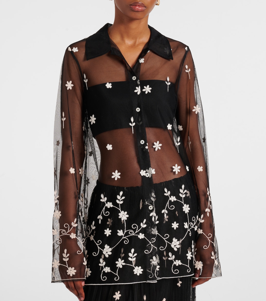 Camisa translúcida bordada | Toteme