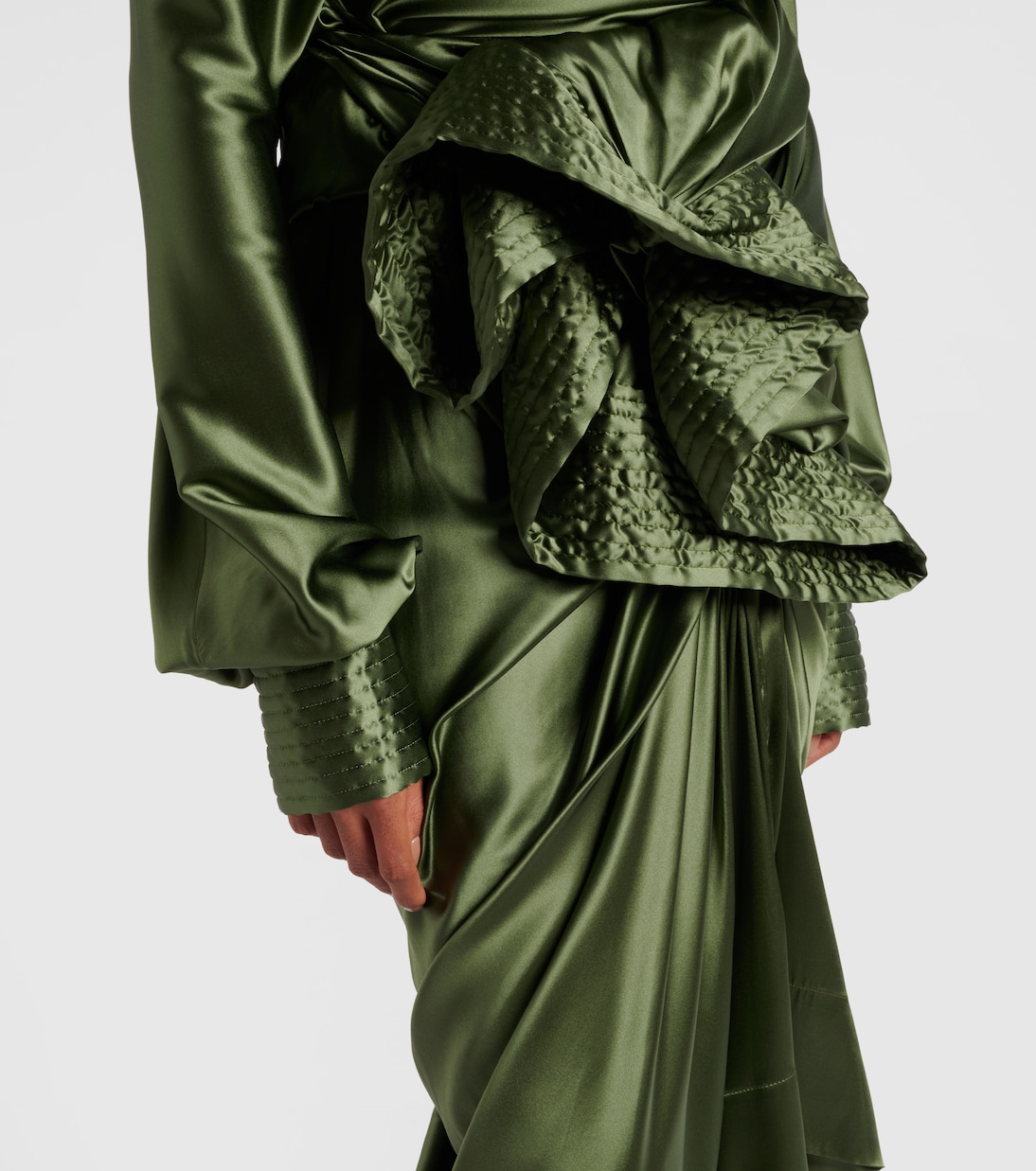 Gathered silk-blend satin midi skirt | Dries Van Noten