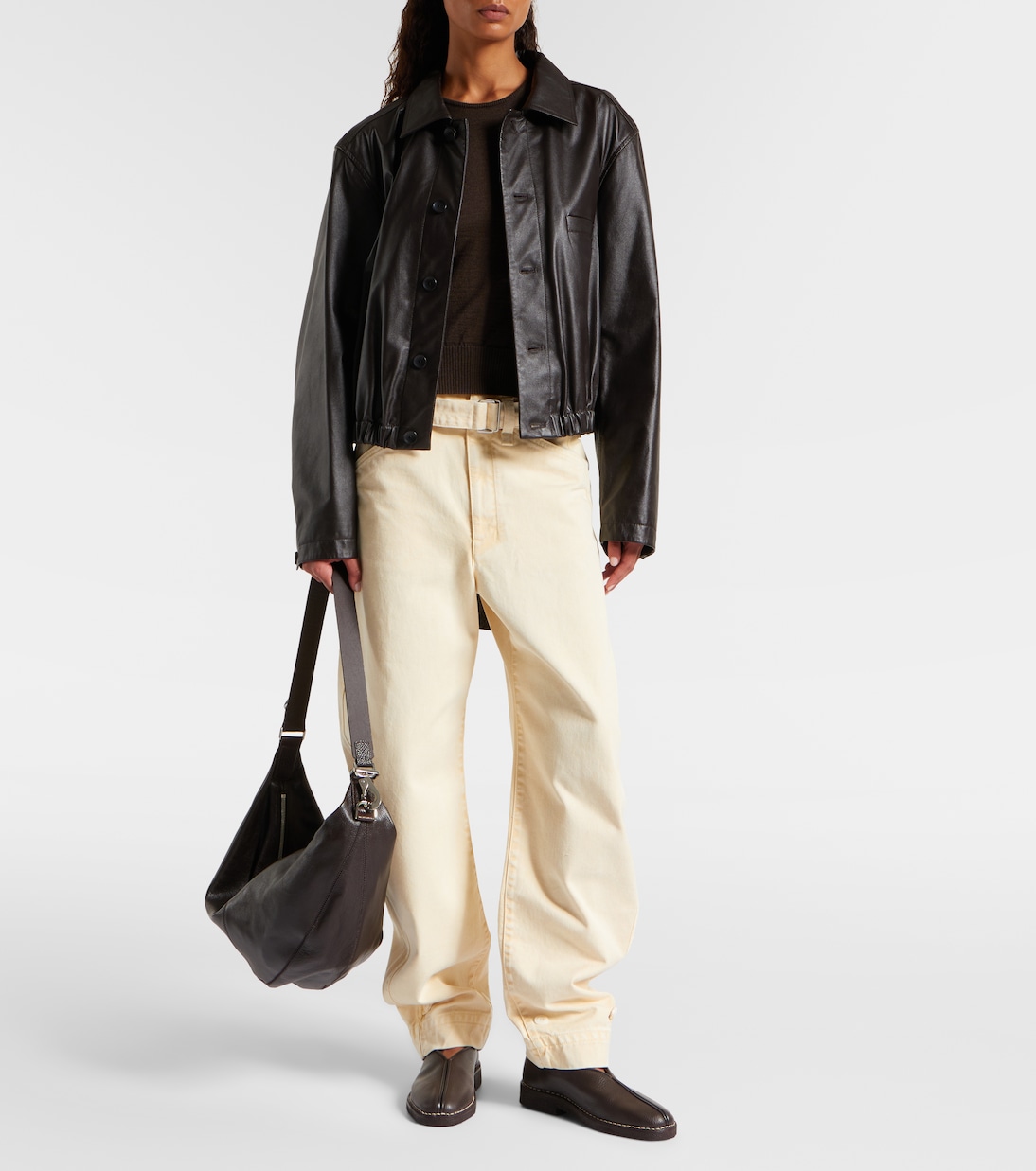 Piped leather loafers | Lemaire