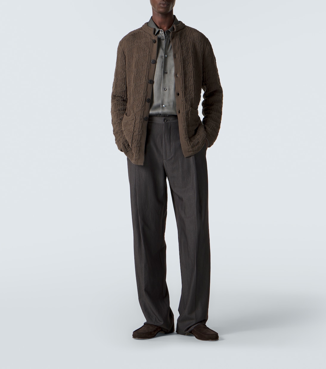 Ribbed-knit cotton-blend cardigan | Giorgio Armani