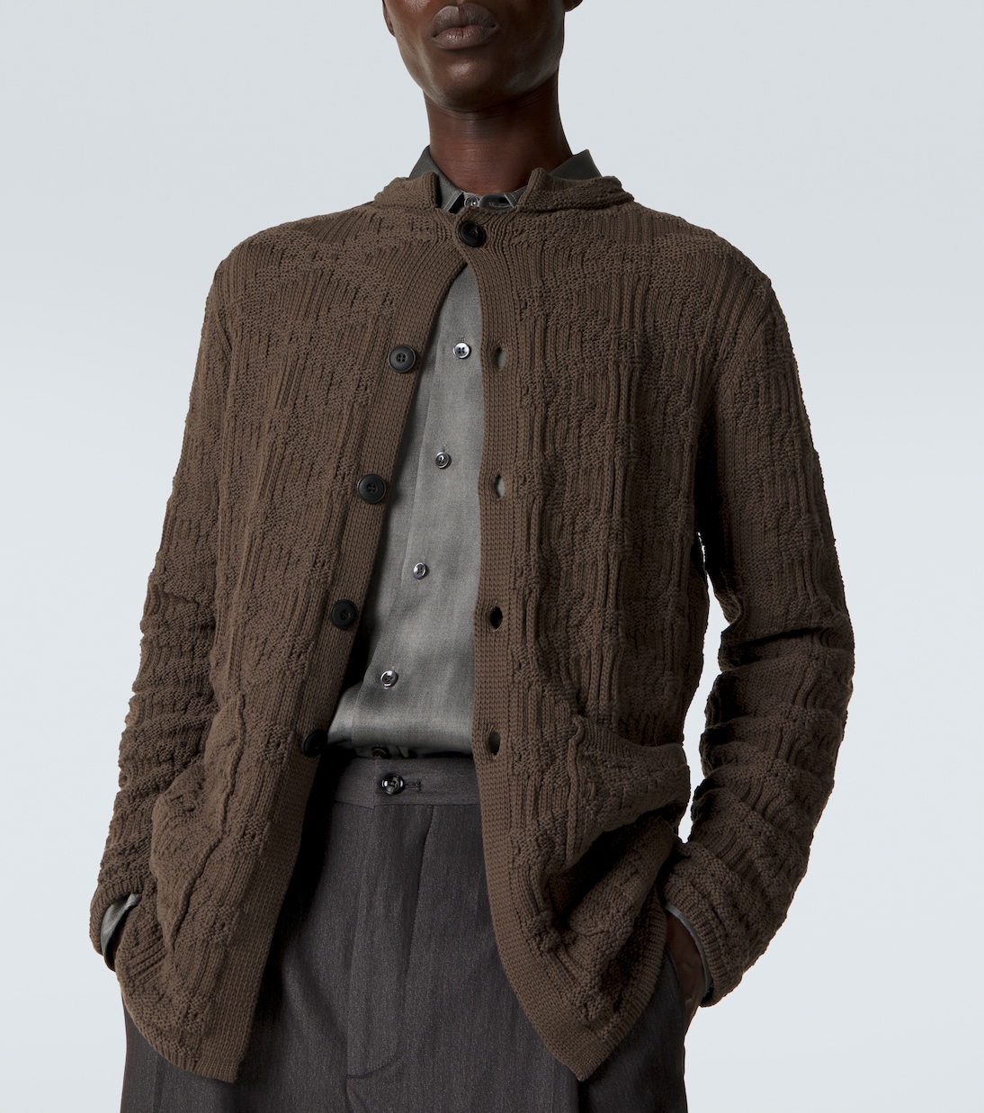 Ribbed-knit cotton-blend cardigan | Giorgio Armani