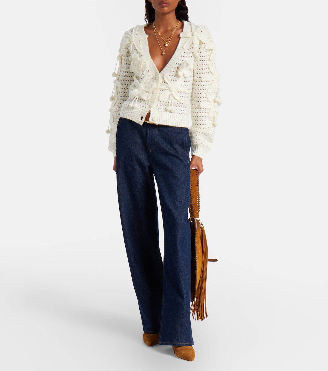 Crochet Flowers open-knit cardigan | Farm Rio