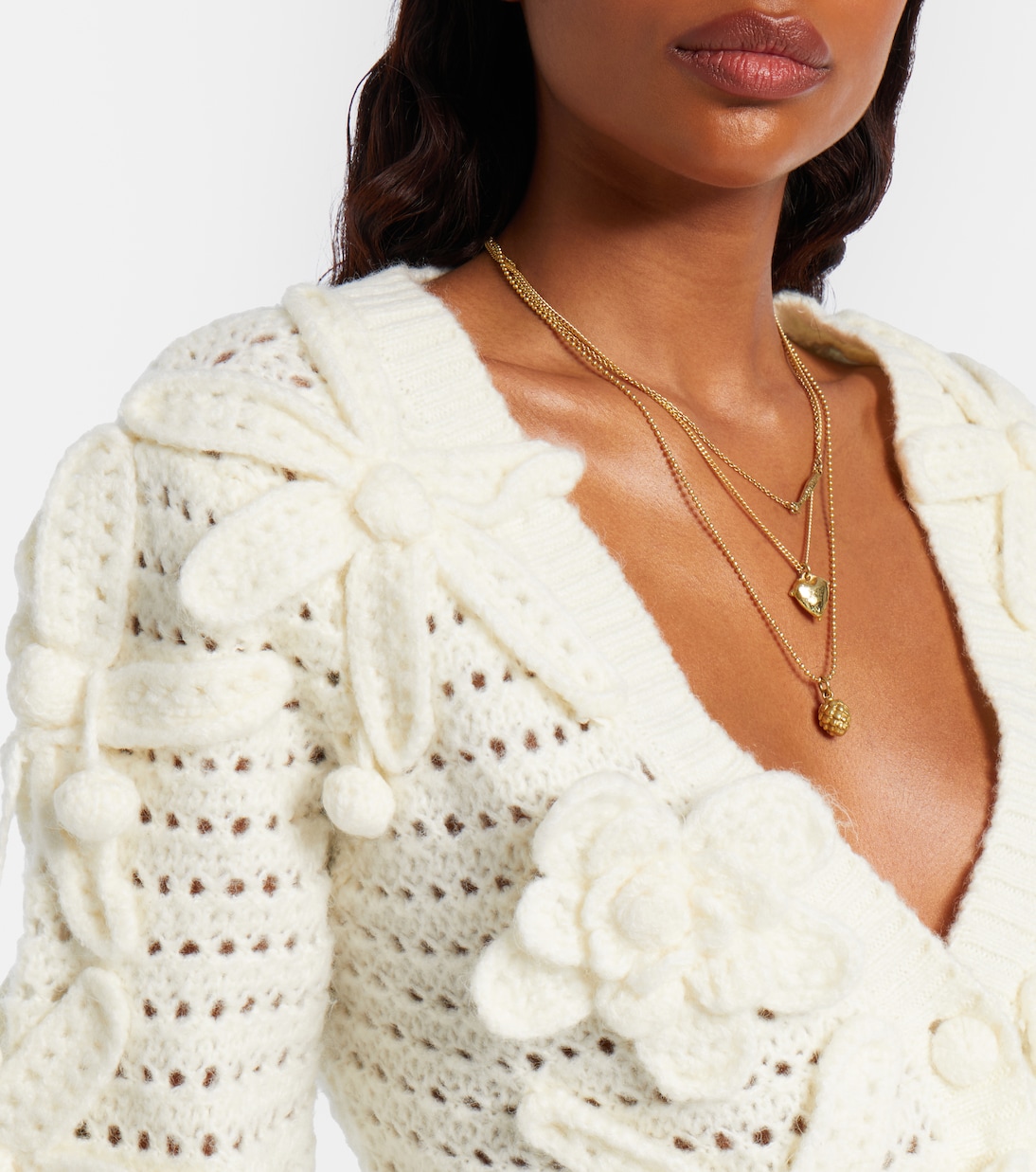 Crochet Flowers open-knit cardigan | Farm Rio