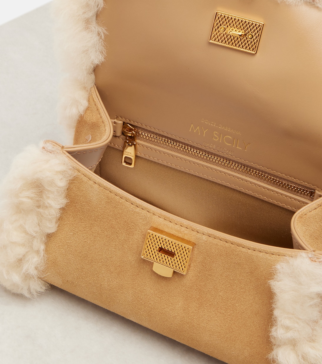 Sac My Sicily Small en daim à anse supérieure | Dolce&Gabbana