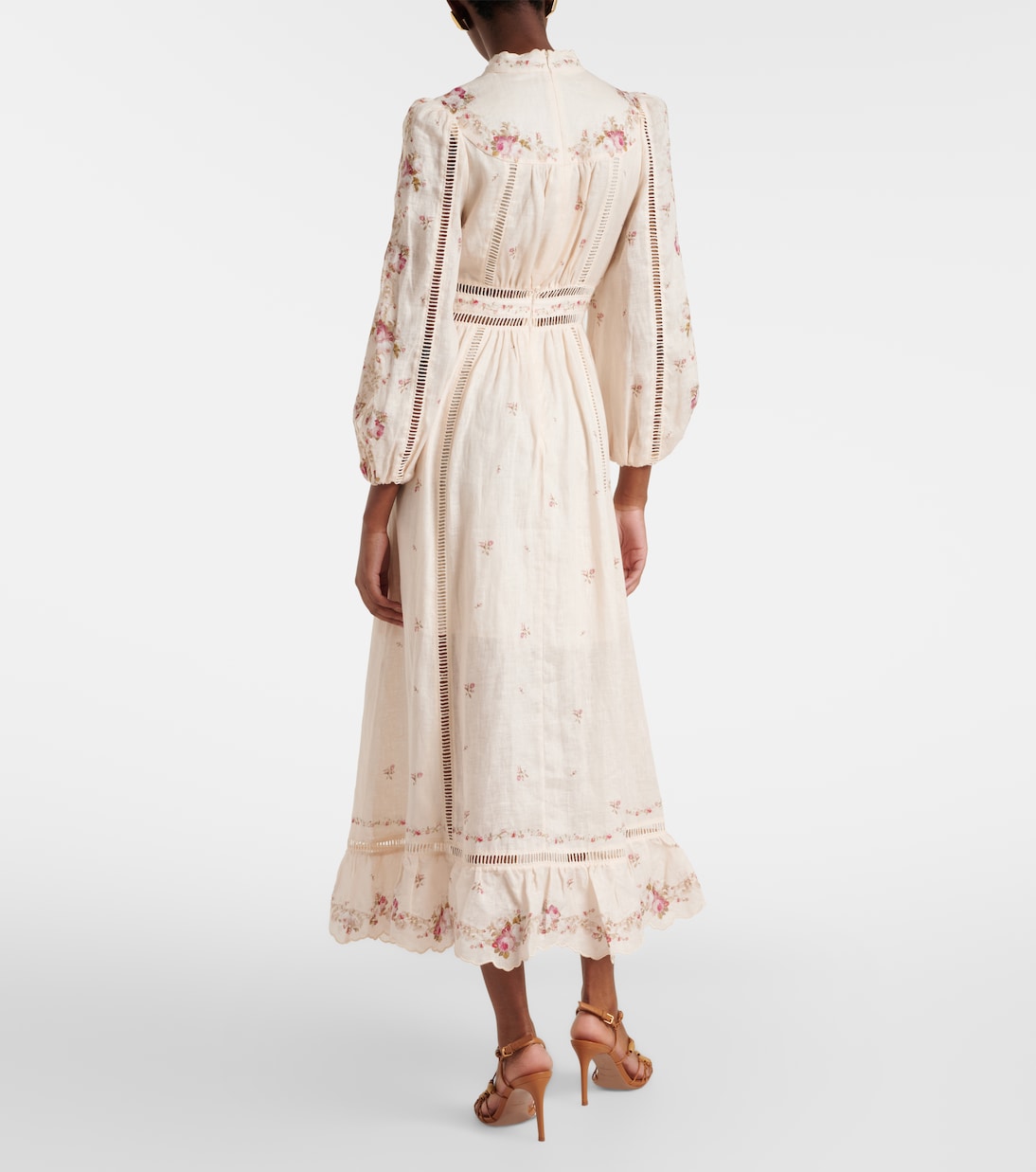 Robe midi Patience en lin à fleurs | Zimmermann