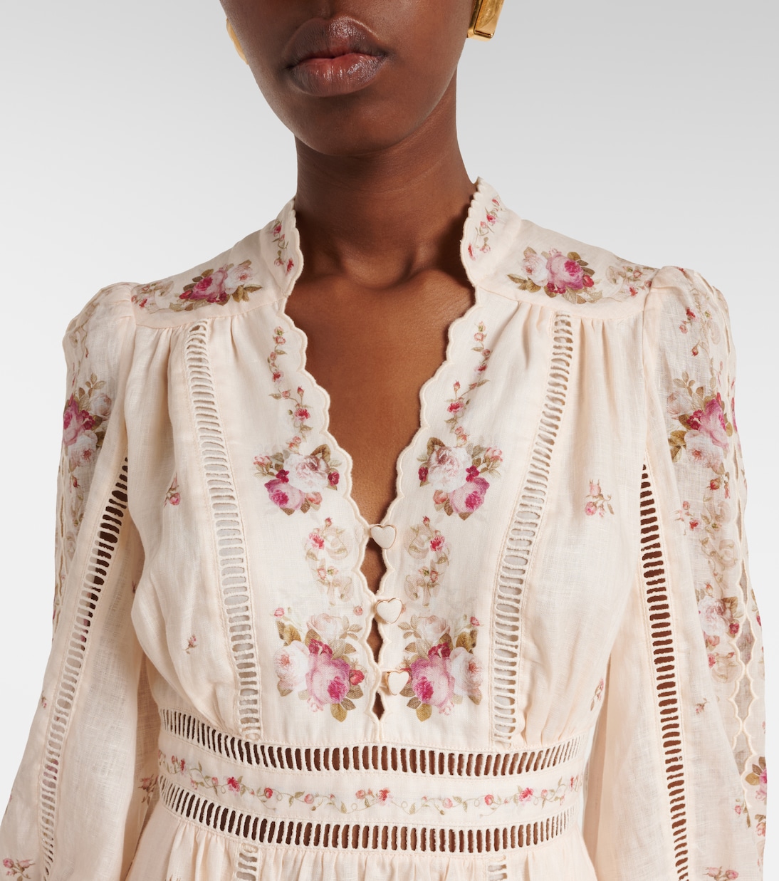 Robe midi Patience en lin à fleurs | Zimmermann