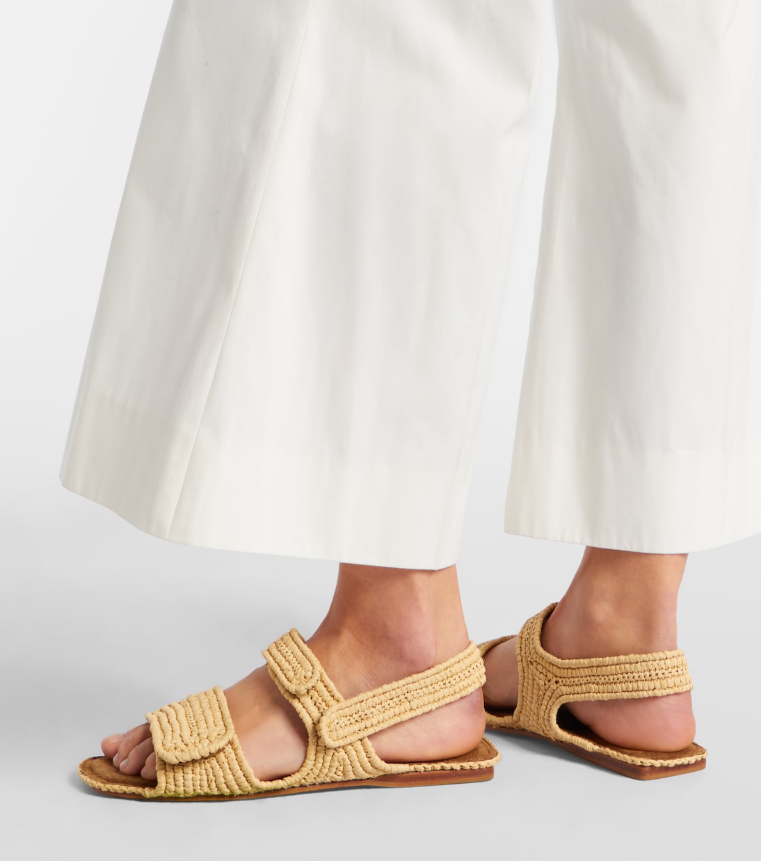 Boden leather-trimmed raffia sandals | Khaite