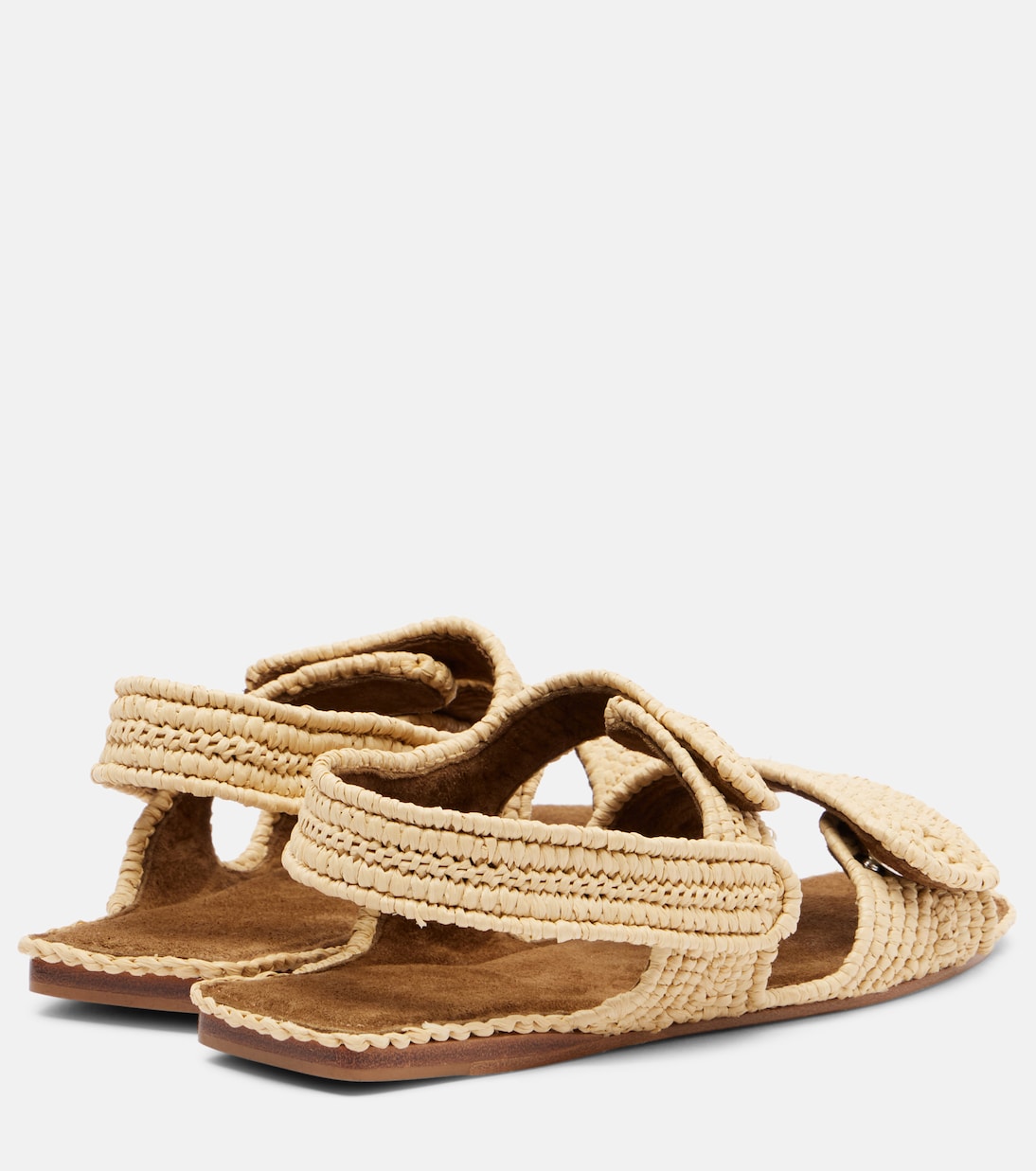 Boden leather-trimmed raffia sandals | Khaite