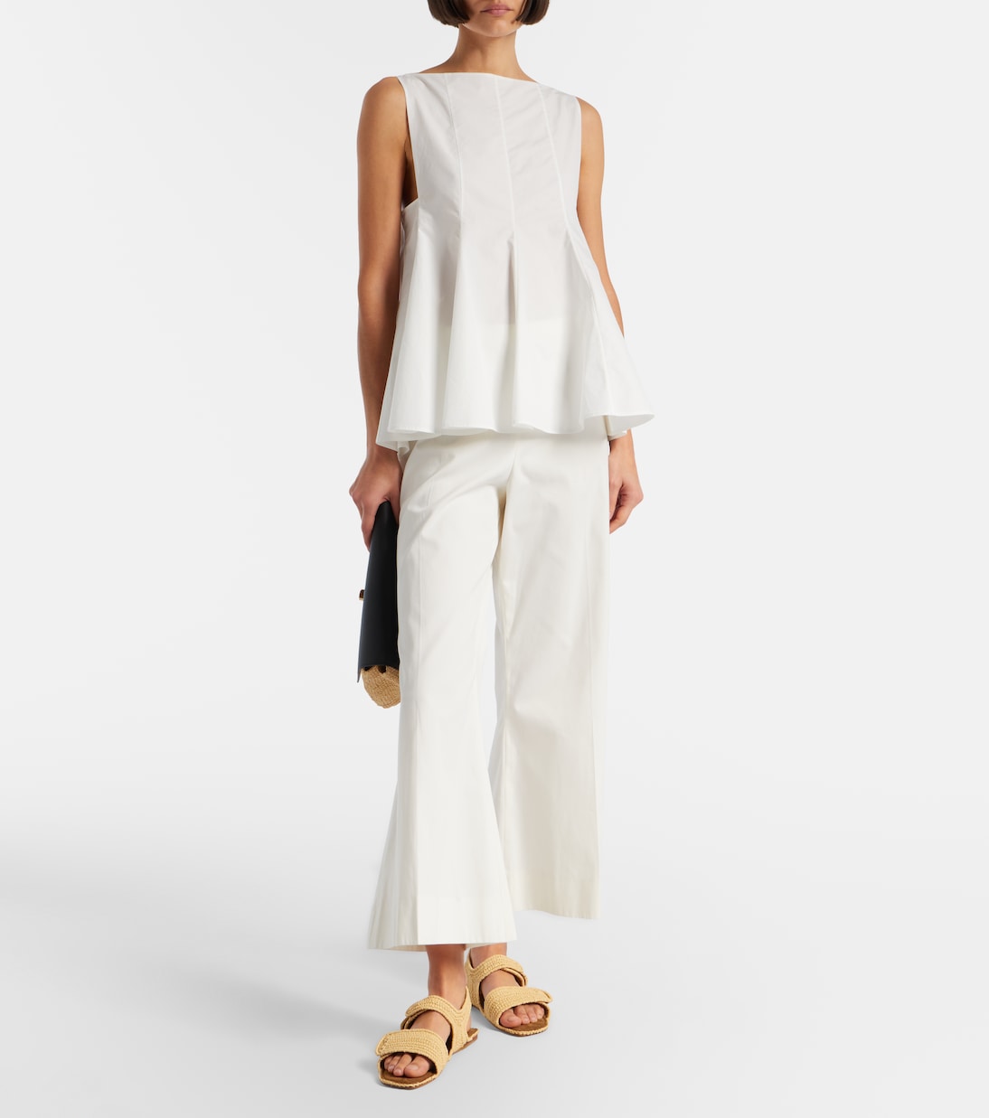 Boden leather-trimmed raffia sandals | Khaite