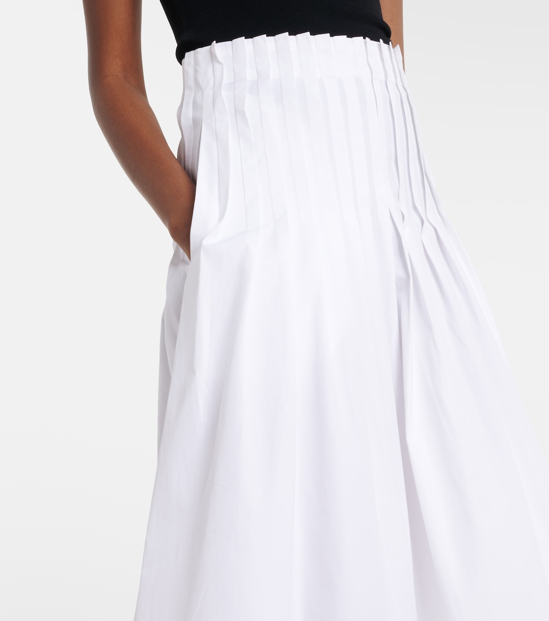 Falda larga de popelín de algodón plisada | Róhe