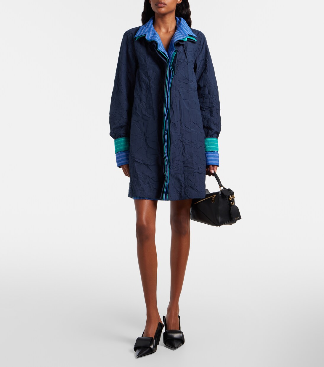 Striped technical cotton-blend shirt dress | Loewe