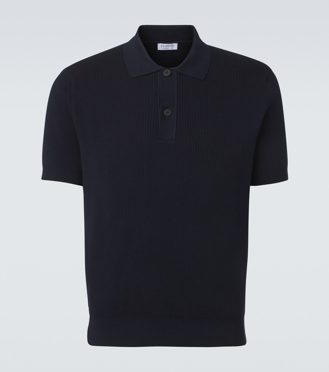 Ribbed-knit cotton polo shirt | Sunspel