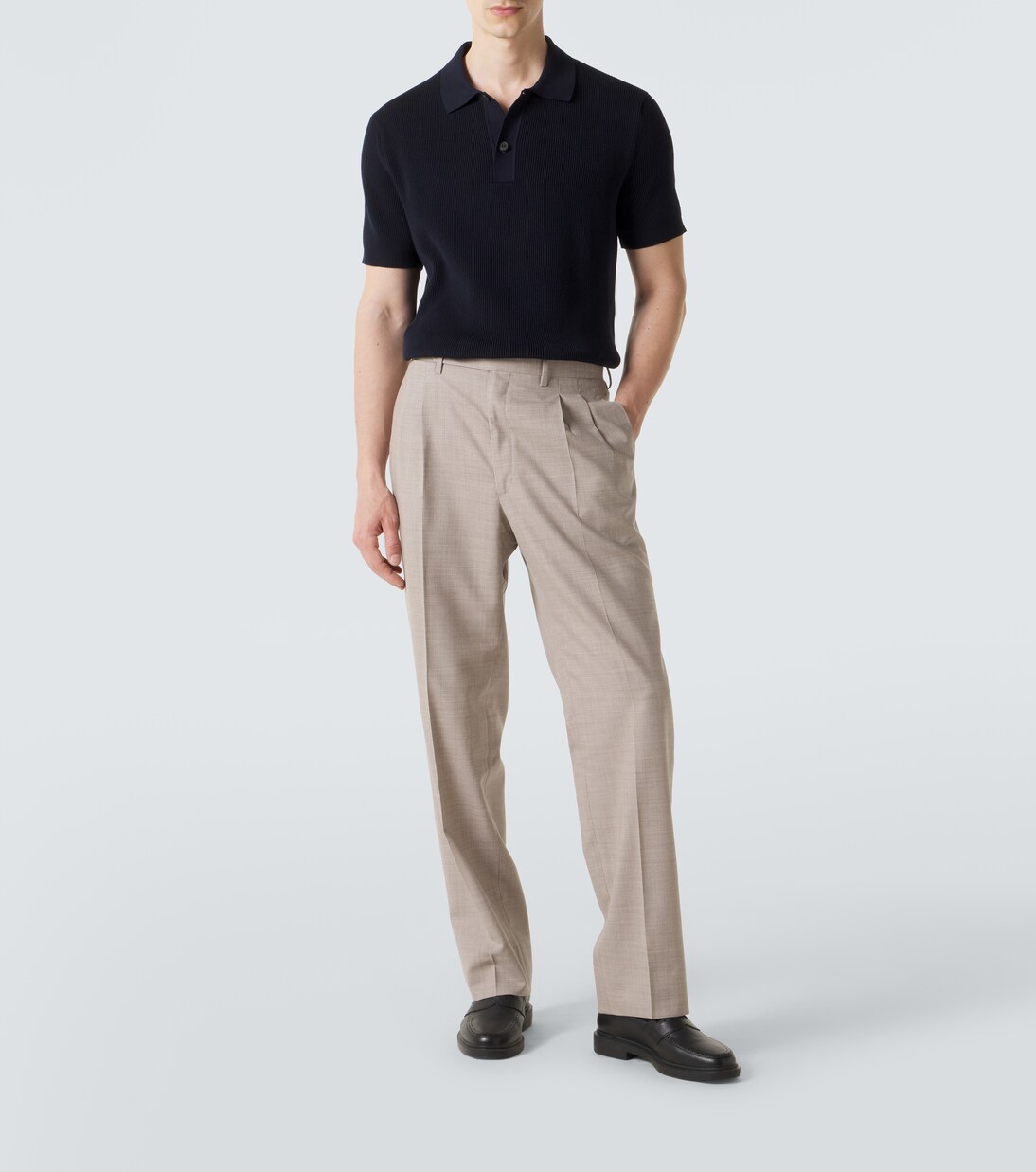 Ribbed-knit cotton polo shirt | Sunspel