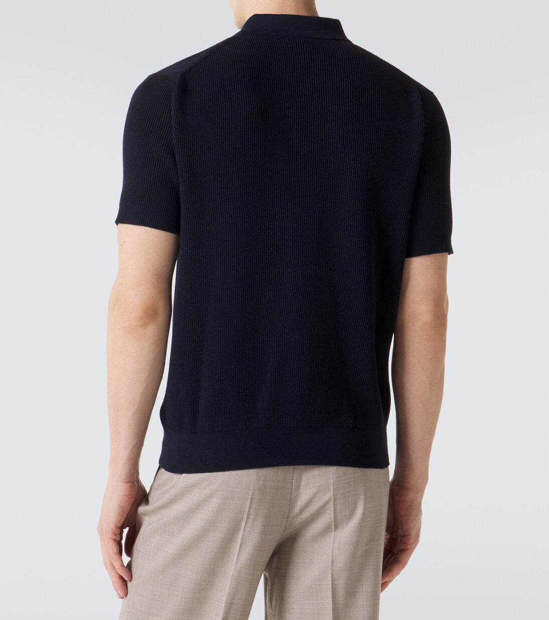 Ribbed-knit cotton polo shirt | Sunspel